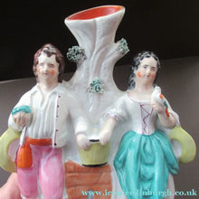 Load image into Gallery viewer, Victorian Staffordshire Spill Vase Flatback. Couple at a Water Well

