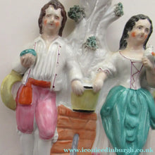 Load image into Gallery viewer, Victorian Staffordshire Spill Vase Flatback. Couple at a Water Well
