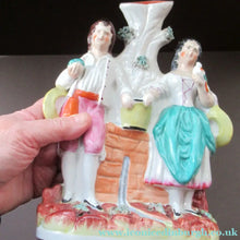 Load image into Gallery viewer, Victorian Staffordshire Spill Vase Flatback. Couple at a Water Well
