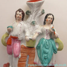 Load image into Gallery viewer, Victorian Staffordshire Spill Vase Flatback. Couple at a Water Well
