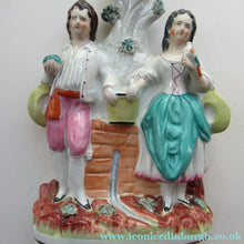 Load image into Gallery viewer, Victorian Staffordshire Spill Vase Flatback. Couple at a Water Well
