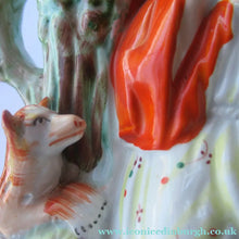 Load image into Gallery viewer, STAFFORDSHIRE Flatback Figurine / SPILL VASE. Victorian Depiction of Red Riding Hood and the Wolf
