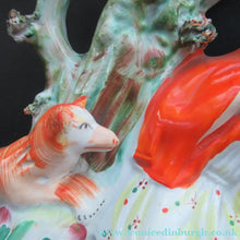 Load image into Gallery viewer, STAFFORDSHIRE Flatback Figurine / SPILL VASE. Victorian Depiction of Red Riding Hood and the Wolf

