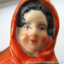 Load image into Gallery viewer, STAFFORDSHIRE Flatback Figurine / SPILL VASE. Victorian Depiction of Red Riding Hood and the Wolf
