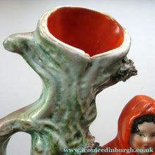 Load image into Gallery viewer, STAFFORDSHIRE Flatback Figurine / SPILL VASE. Victorian Depiction of Red Riding Hood and the Wolf
