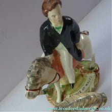 Load image into Gallery viewer, Rare Pair of STAFFORDSHIRE FIGURES. The Prince and Princess of Wales on Horseback
