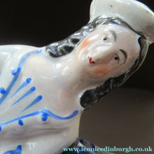 Load image into Gallery viewer, ANTIQUE Victorian Staffordshire Flatback Figurine. Miniature Example of a Man and Woman Gathering Wheat

