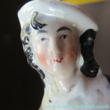 Load image into Gallery viewer, ANTIQUE Victorian Staffordshire Flatback Figurine. Miniature Example of a Man and Woman Gathering Wheat
