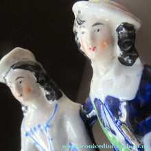 Load image into Gallery viewer, ANTIQUE Victorian Staffordshire Flatback Figurine. Miniature Example of a Man and Woman Gathering Wheat

