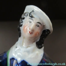 Load image into Gallery viewer, ANTIQUE Victorian Staffordshire Flatback Figurine. Miniature Example of a Man and Woman Gathering Wheat
