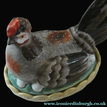 Load image into Gallery viewer, LARGE Antique Staffordshire Hen on Nest / Hen on Basket Lidded Dish. Beautiful Colours
