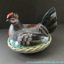 Load image into Gallery viewer, LARGE Antique Staffordshire Hen on Nest / Hen on Basket Lidded Dish. Beautiful Colours
