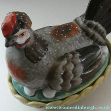 Load image into Gallery viewer, LARGE Antique Staffordshire Hen on Nest / Hen on Basket Lidded Dish. Beautiful Colours
