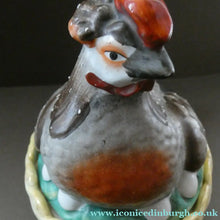 Load image into Gallery viewer, LARGE Antique Staffordshire Hen on Nest / Hen on Basket Lidded Dish. Beautiful Colours
