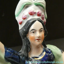 Load image into Gallery viewer, ANTIQUE Victorian Staffordshire Flatback Figurine. A Highlander and his Sweetheart Dancing. 10 inches - Staffordshire
