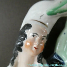 Load image into Gallery viewer, ANTIQUE Victorian Staffordshire Flatback Figurine. A Highlander and his Sweetheart Dancing. 10 inches - Staffordshire
