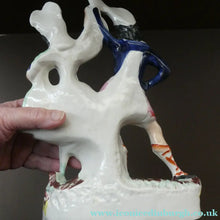 Load image into Gallery viewer, ANTIQUE Victorian Staffordshire Flatback Figurine. A Highlander and his Sweetheart Dancing. 10 inches
