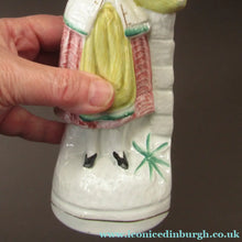 Load image into Gallery viewer, Single Staffordshire Antique Figure of a Lady Collecting Flowers
