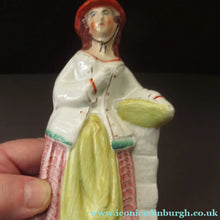 Load image into Gallery viewer, Single Staffordshire Antique Figure of a Lady Collecting Flowers
