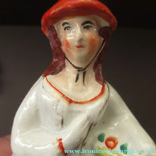 Load image into Gallery viewer, Single Staffordshire Antique Figure of a Lady Collecting Flowers
