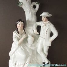 Load image into Gallery viewer, Antique Victorian Spill Vase. Man and Woman Drinking Beside a Tree
