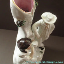 Load image into Gallery viewer, Antique Victorian Spill Vase. Man and Woman Drinking Beside a Tree
