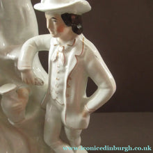 Load image into Gallery viewer, Antique Victorian Spill Vase. Man and Woman Drinking Beside a Tree
