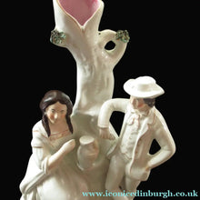 Load image into Gallery viewer, Antique Victorian Spill Vase. Man and Woman Drinking Beside a Tree
