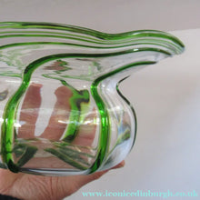 Load image into Gallery viewer, Victorian Art Glass Bowl Green Trails Stuart &amp; Sons Stourbridge
