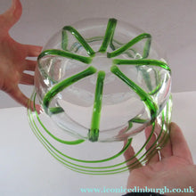 Load image into Gallery viewer, Victorian Art Glass Bowl Green Trails Stuart &amp; Sons Stourbridge

