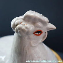 Load image into Gallery viewer, Late 19th Century Antique Victorian WHITE Staffordshire Hen on Yellow Nest
