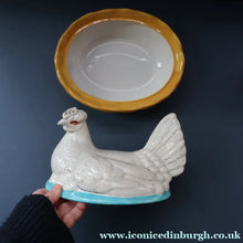 Load image into Gallery viewer, Late 19th Century Antique Victorian WHITE Staffordshire Hen on Yellow Nest
