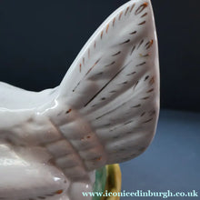 Load image into Gallery viewer, Late 19th Century Antique Victorian WHITE Staffordshire Hen on Yellow Nest 
