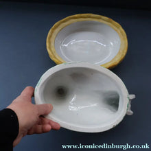 Load image into Gallery viewer, Late 19th Century Antique Victorian WHITE Staffordshire Hen on Yellow Nest 

