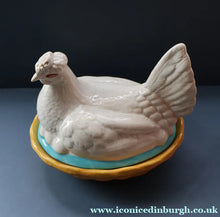Load image into Gallery viewer,  Late 19th Century Antique Victorian WHITE Staffordshire Hen on Yellow Nest
