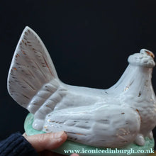 Load image into Gallery viewer, Late 19th Century Antique Victorian WHITE Staffordshire Hen on Yellow Nest - British Ceramics

