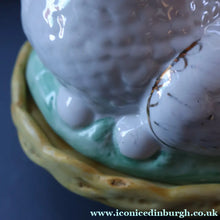 Load image into Gallery viewer, Late 19th Century Antique Victorian WHITE Staffordshire Hen on Yellow Nest - British Ceramics
