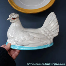 Load image into Gallery viewer, Late 19th Century Antique Victorian WHITE Staffordshire Hen on Yellow Nest
