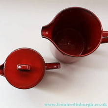 Load image into Gallery viewer, Villeroy &amp; Boch Large JUG and Smaller LIDDED JUG. 1980s Granada Design with Red Glaze 
