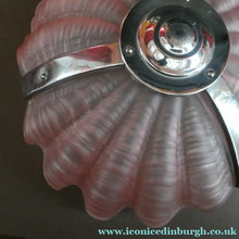 Load image into Gallery viewer, Vintage 1920s ART DECO Pressed Pink Glass Pendant Lamp Shade - in the form of a clam shell
