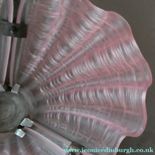 Load image into Gallery viewer, Vintage 1920s ART DECO Pressed Pink Glass Pendant Lamp Shade - in the form of a clam shell
