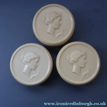 Load image into Gallery viewer, Vintage 1930s ART DECO Celluloid Lidded Power Pot with Image of the Moon Goddess, Diana
