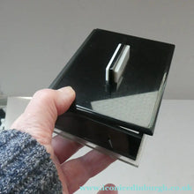Load image into Gallery viewer, Vintage 1930s Art Deco Early Plastic / Phenolic Black and White Lidded Trinket or Jewellery Box
