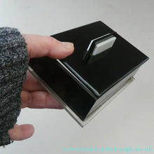 Load image into Gallery viewer, Vintage 1930s Art Deco Early Plastic / Phenolic Black and White Lidded Trinket or Jewellery Box

