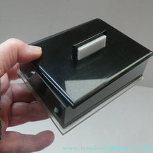 Load image into Gallery viewer, Vintage 1930s Art Deco Early Plastic / Phenolic Black and White Lidded Trinket or Jewellery Box
