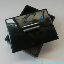 Load image into Gallery viewer, Vintage 1930s Art Deco Early Plastic / Phenolic Black and White Lidded Trinket or Jewellery Box
