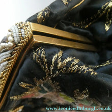Load image into Gallery viewer,  1930s Art Deco Evening Bag or Purse with Chinese Embroidery. Fancy Clasp with Seed Pearls
