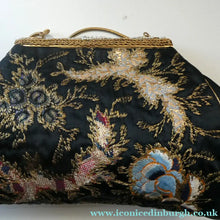 Load image into Gallery viewer,  1930s Art Deco Evening Bag or Purse with Chinese Embroidery. Fancy Clasp with Seed Pearls
