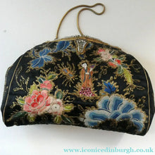 Load image into Gallery viewer,  1930s Art Deco Evening Bag or Purse with Chinese Embroidery. Fancy Clasp with Seed Pearls
