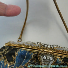 Load image into Gallery viewer,  1930s Art Deco Evening Bag or Purse with Chinese Embroidery. Fancy Clasp with Seed Pearls
